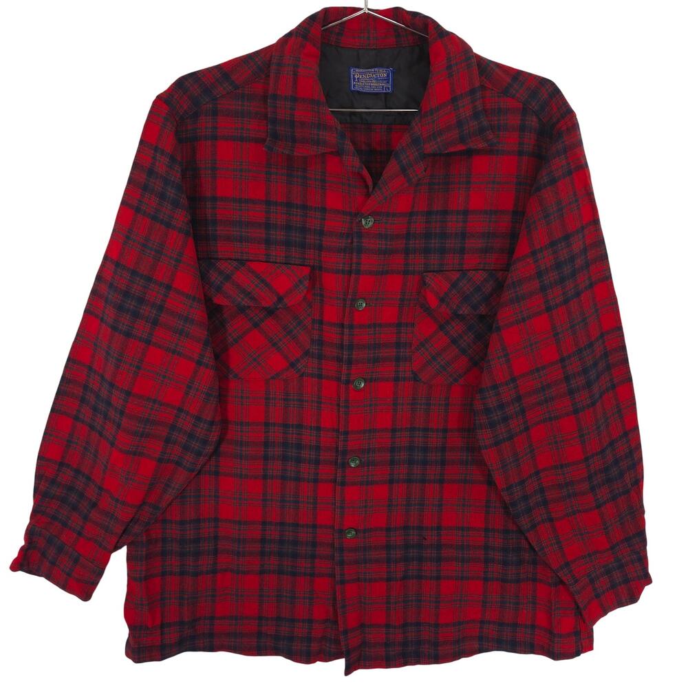 Pendleton Red and Black Plaid Casual Button-Down Shirt